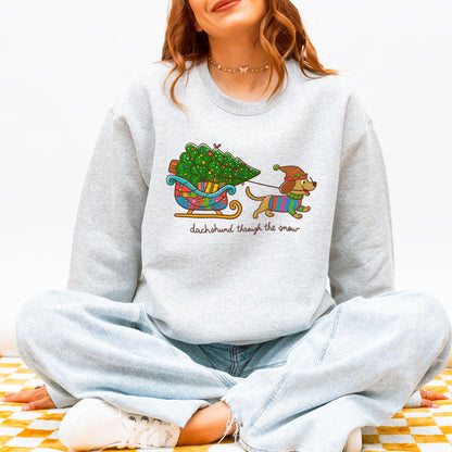 Dachshund Through the Snow Christmas Sweatshirt – Tree Sleigh
