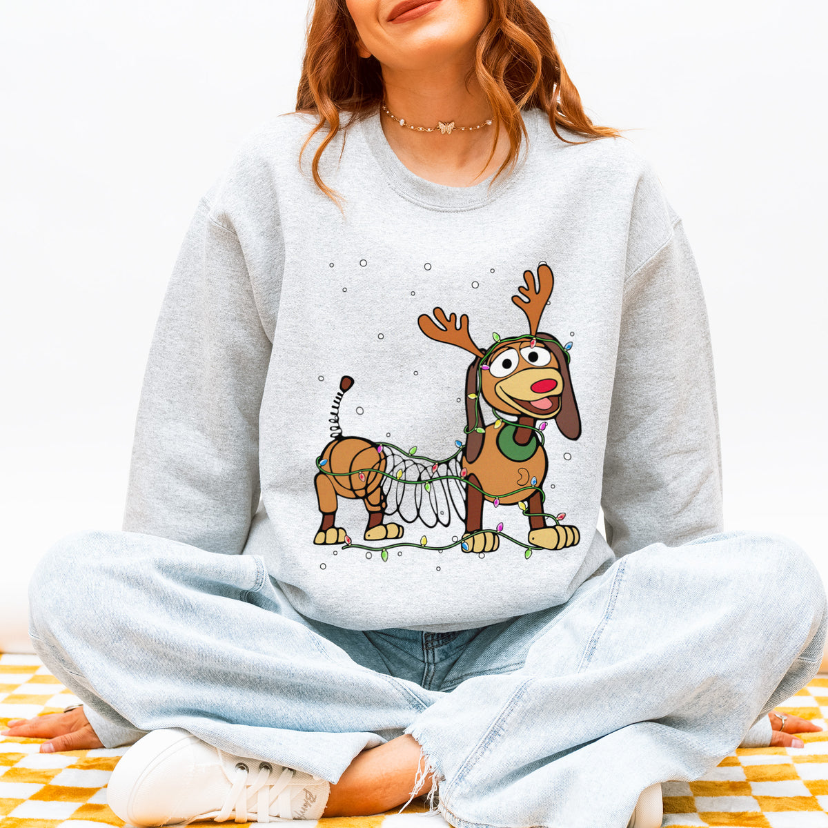 Reindeer Lights Dachshund Christmas Sweatshirt – String Lights Pup