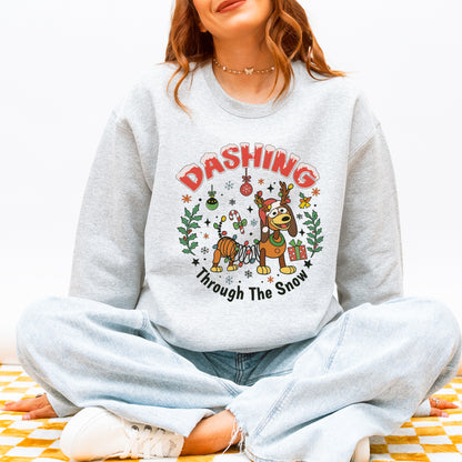 Dashing Through The Snow Slinky Dog Christmas Sweatshirt