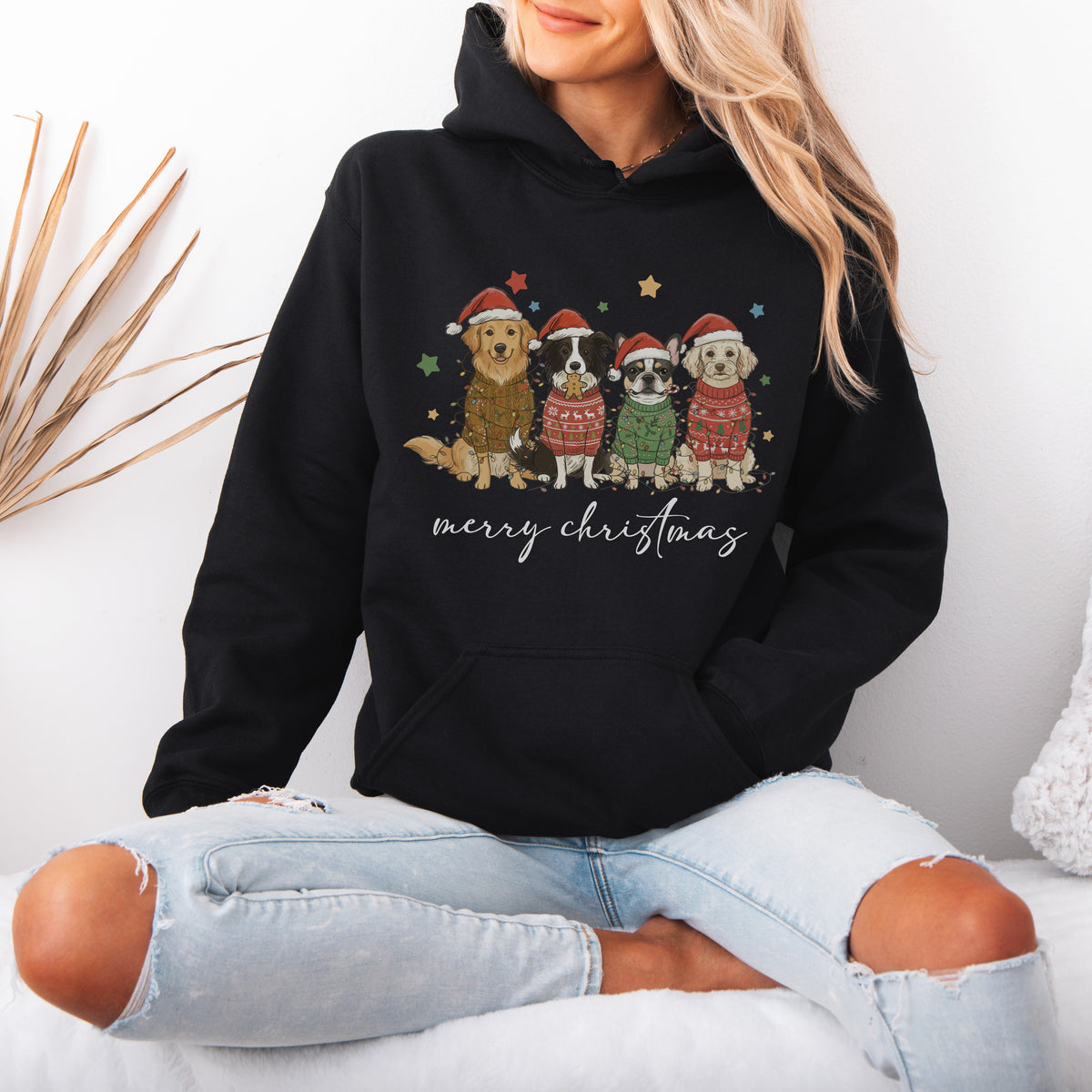 Merry Christmas Dogs Hoodie – Cute Holiday Puppy Dog Lover Gift