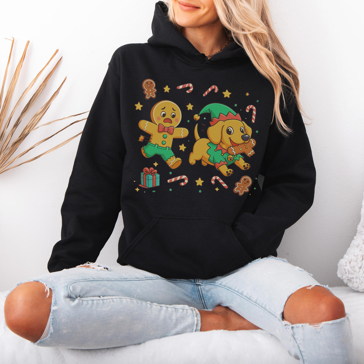 Elf Gingerbread Dachshund Christmas Hoodie