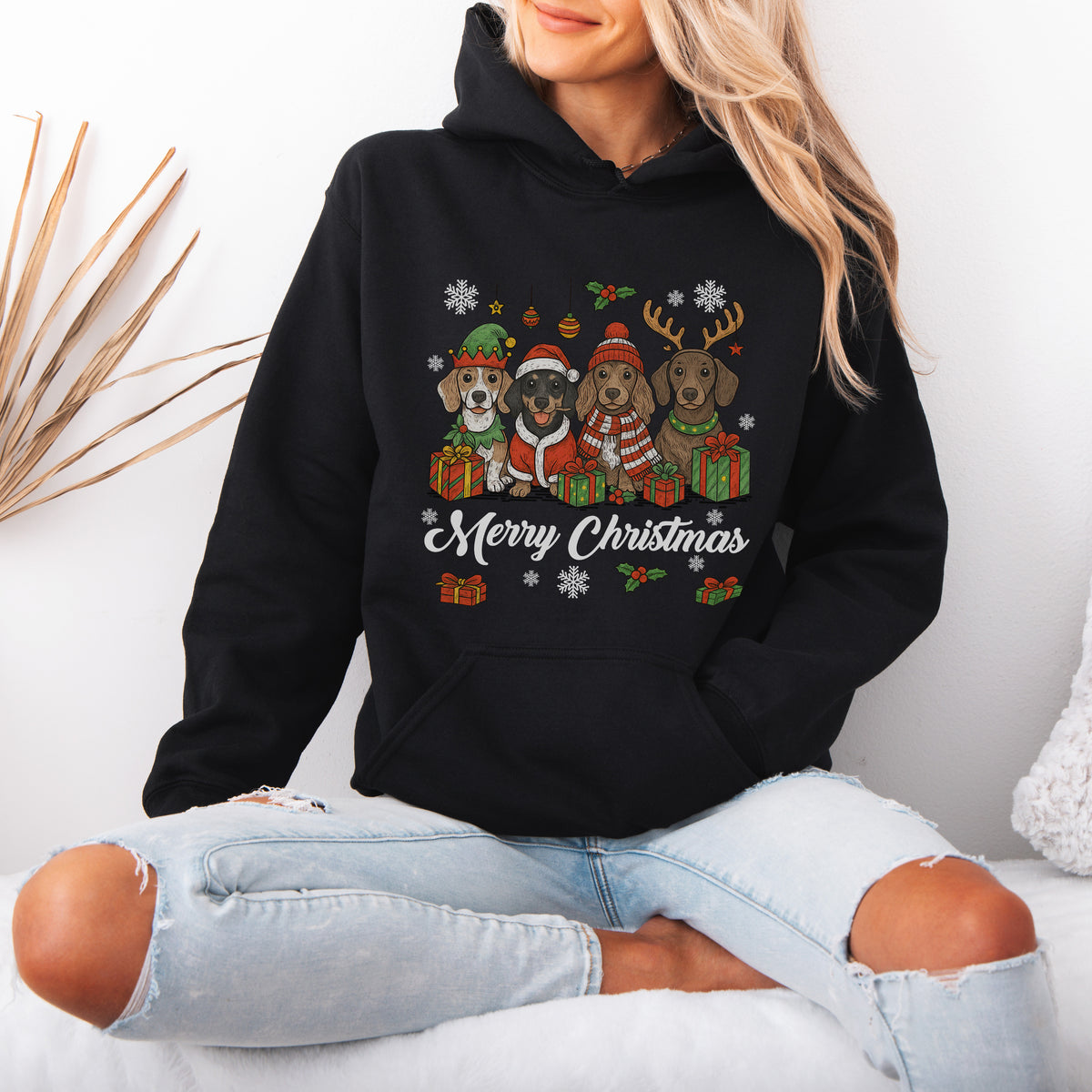 Merry Christmas Dachshund Hoodie – Cute Holiday Puppies Gift
