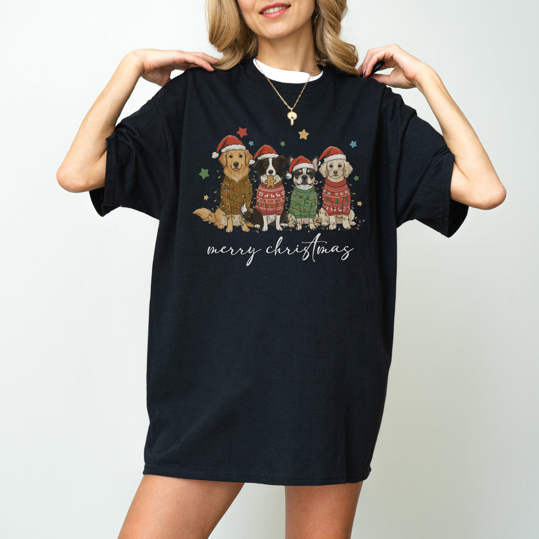 Merry Christmas Dogs Shirt – Cute Holiday Dog Lover Tee with Festive Puppies