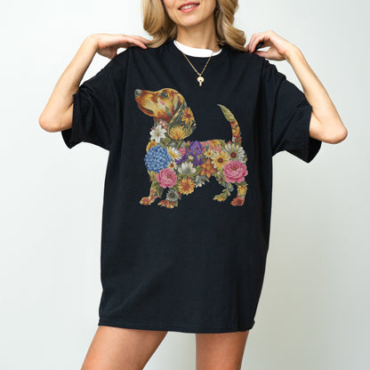 Floral Dachshund Shirt – Cute Dog Mom Gift for Dachshund Lovers