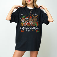 Merry Christmas Dachshund Dogs Cute Holiday Puppies T-shirt Design for Dog Lovers