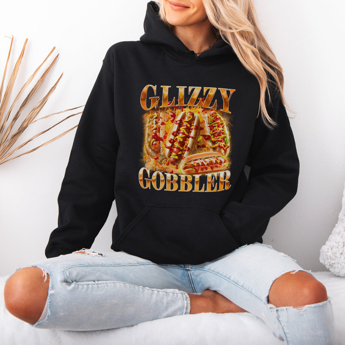 Glizzy Gobbler Hoodie Funny Hot Dog Meme Gift for Food Lovers