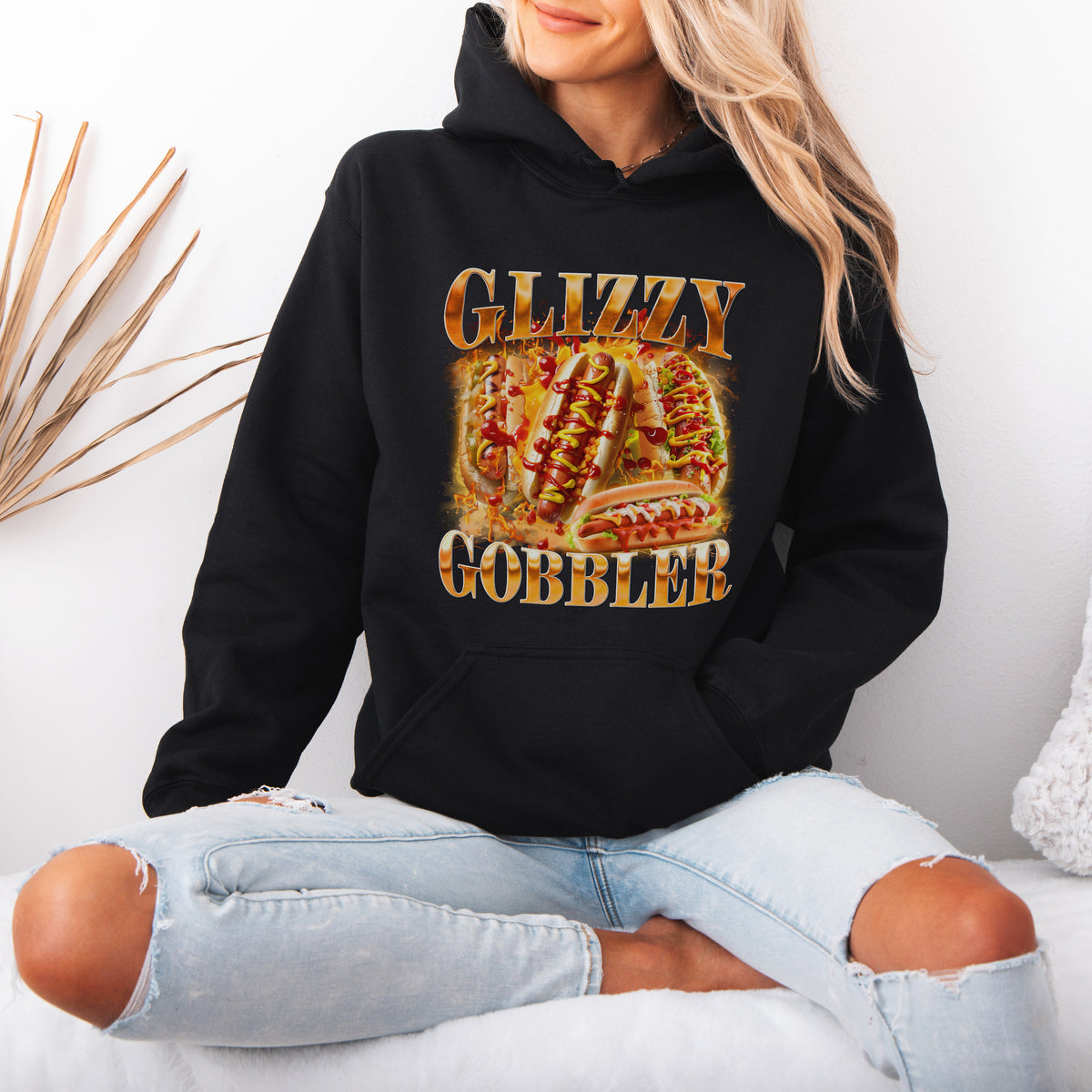 Glizzy Gobbler Hoodie Funny Hot Dog Meme Gift for Food Lovers