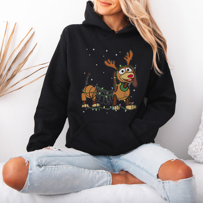 Reindeer Lights Dachshund Christmas Hoodie – String Lights Pup
