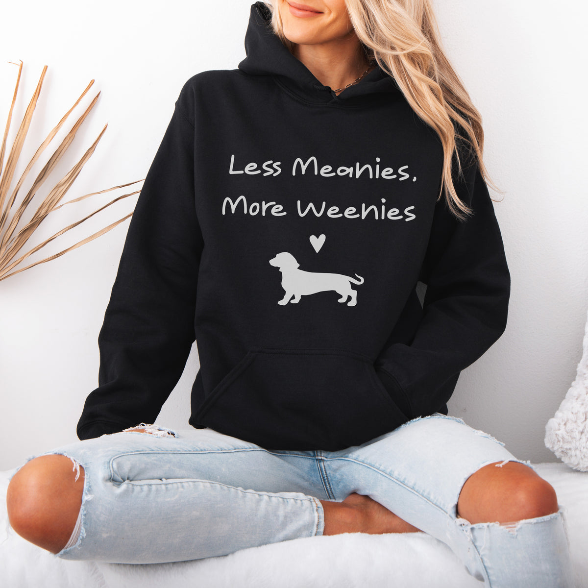 Funny Dachshund Hoodie Less Meanies More Weenies Gift