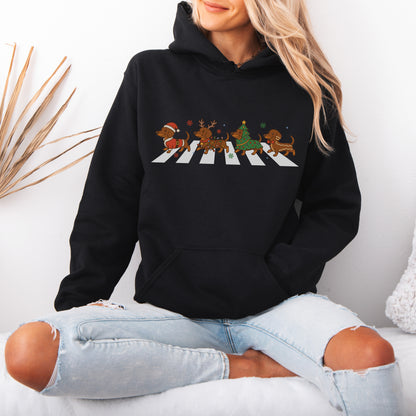 Abbey Road Dachshund Christmas Hoodie