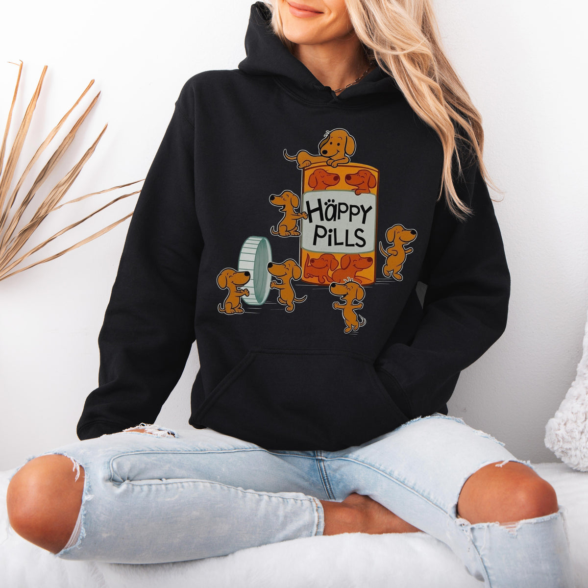 Happy Pills Dachshund Hoodie Cute Doxie Gift