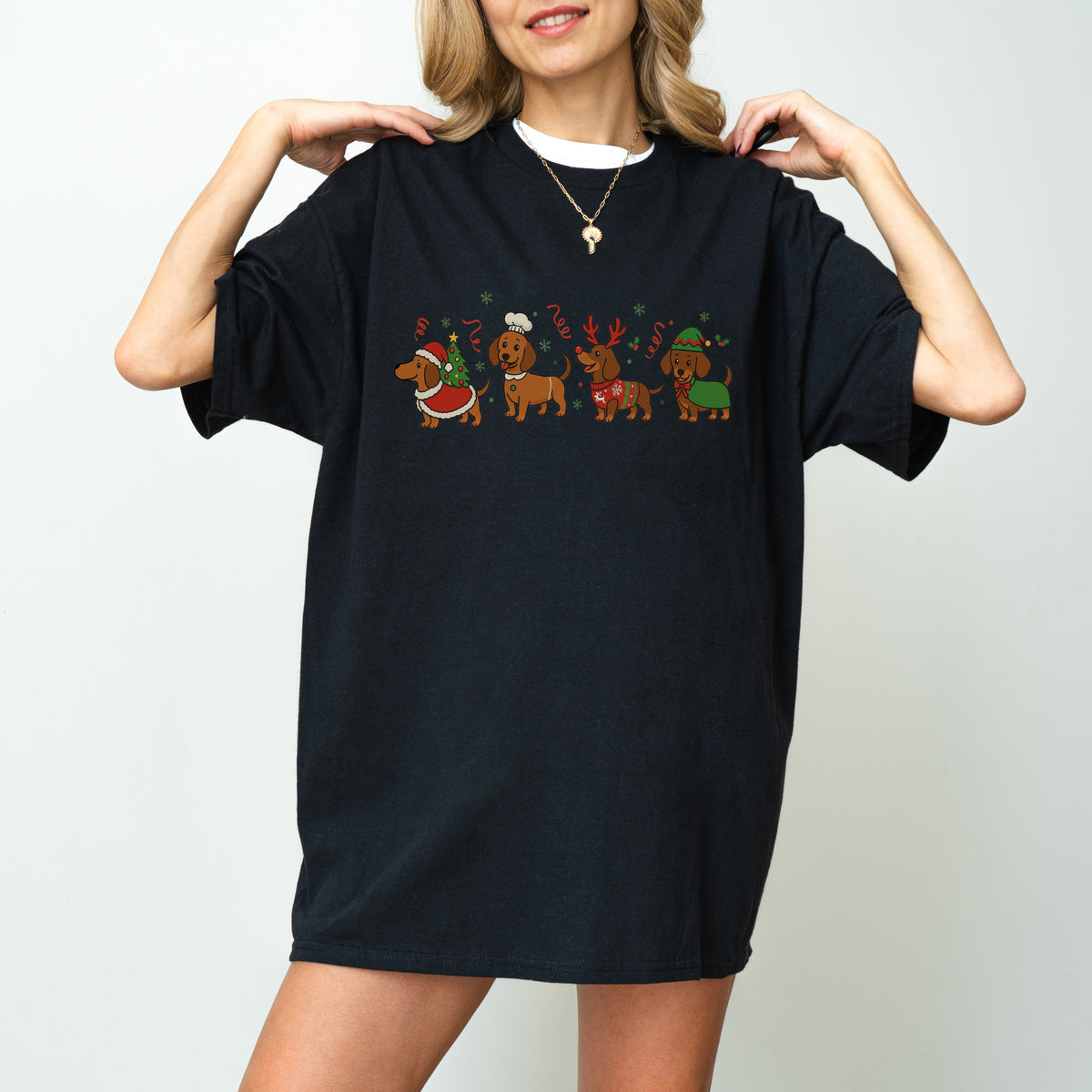 Funny Christmas Dachshund Dog Cute Puppy Holiday Tee
