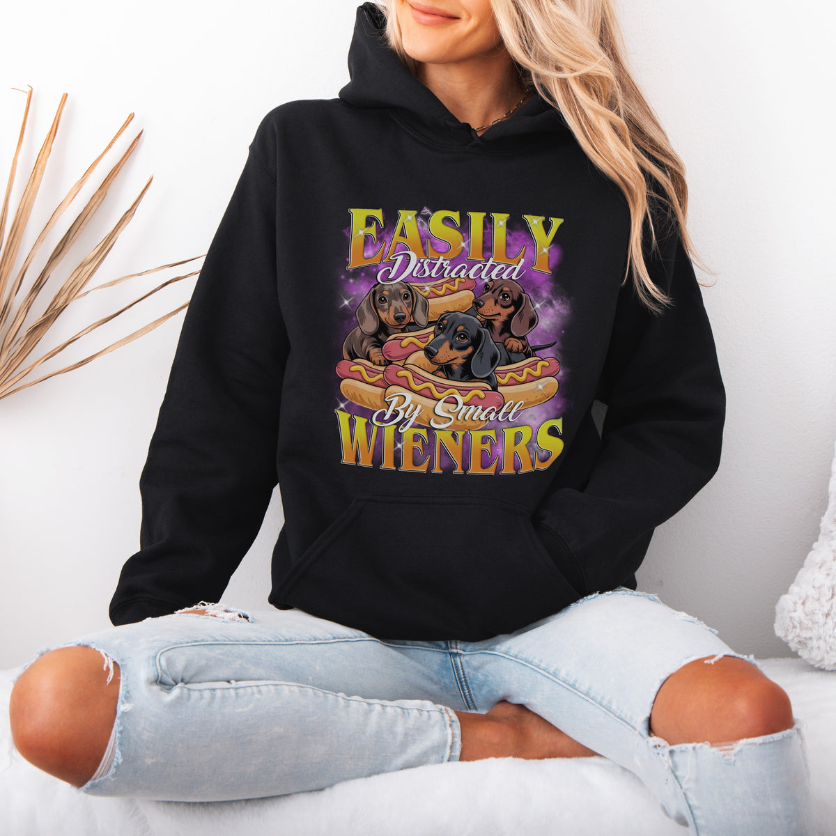 Easily Distracted by Small Wieners Funny Dachshund Hoodie