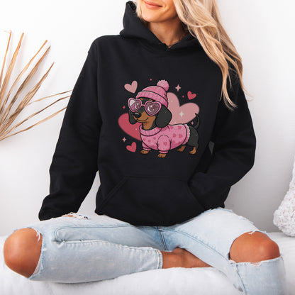 Cute Valentine Dachshund Dog Mom Hoodie