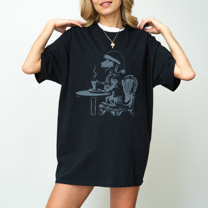 Vintage Dachshund Shirt Funny French Coffee Dog Tee