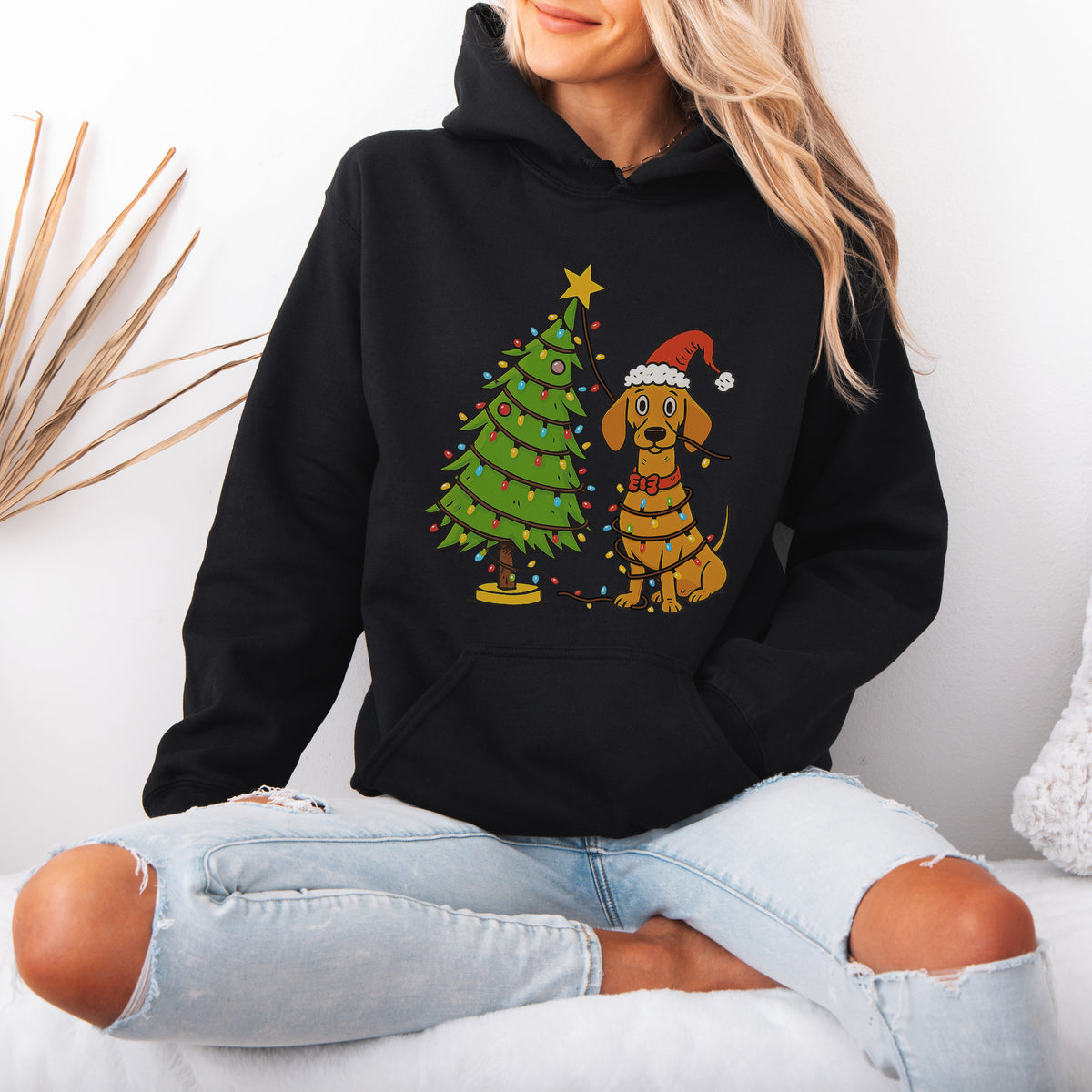 Sausage Dog Christmas Lights Dachshund Hoodie – Holiday Gift