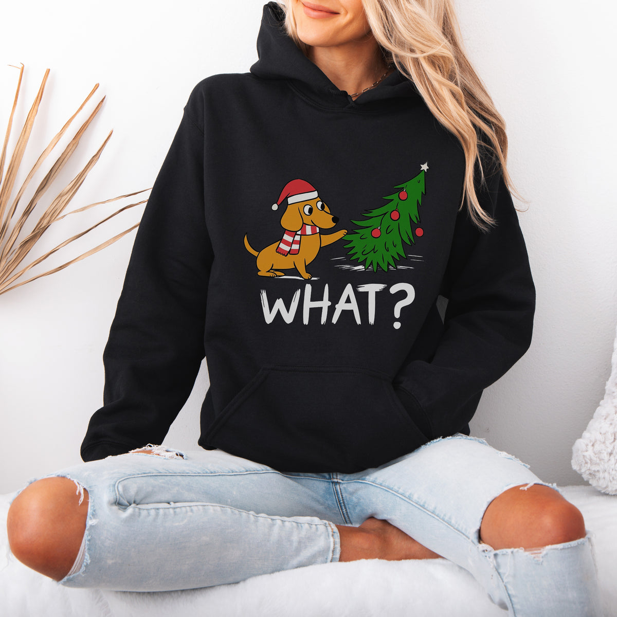 Funny What? Dachshund Christmas Hoodie