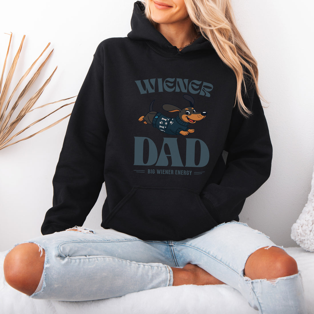Wiener Dad Dachshund Hoodie – Funny Wiener Dog Hooded Sweatshirt for Dog Dads, Cute Doxie Lover Gift