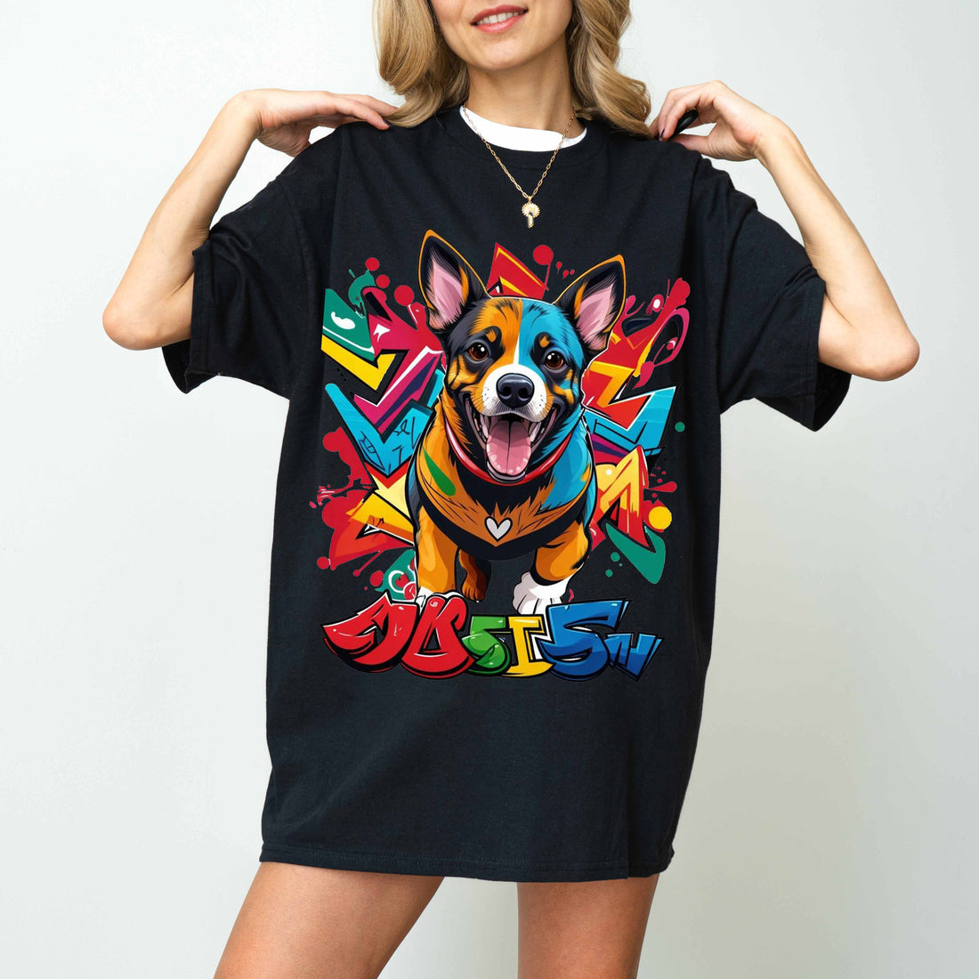 Colorful Graffiti Funny Dog T-Shirt