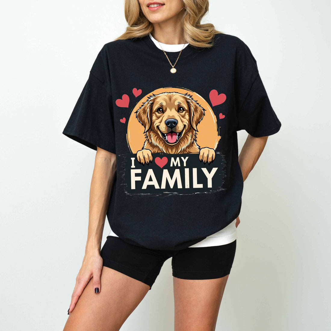 I Love My Family Golden Retriever Dog T-Shirt