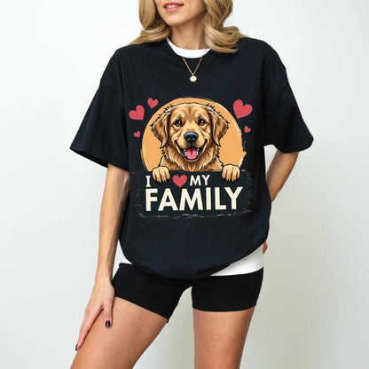 I Love My Family Golden Retriever Dog T-Shirt