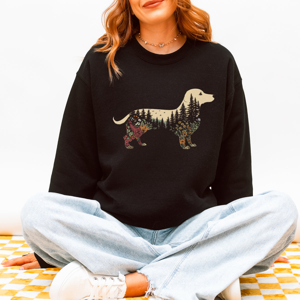 Boho Dachshund Sweatshirt Floral Gift