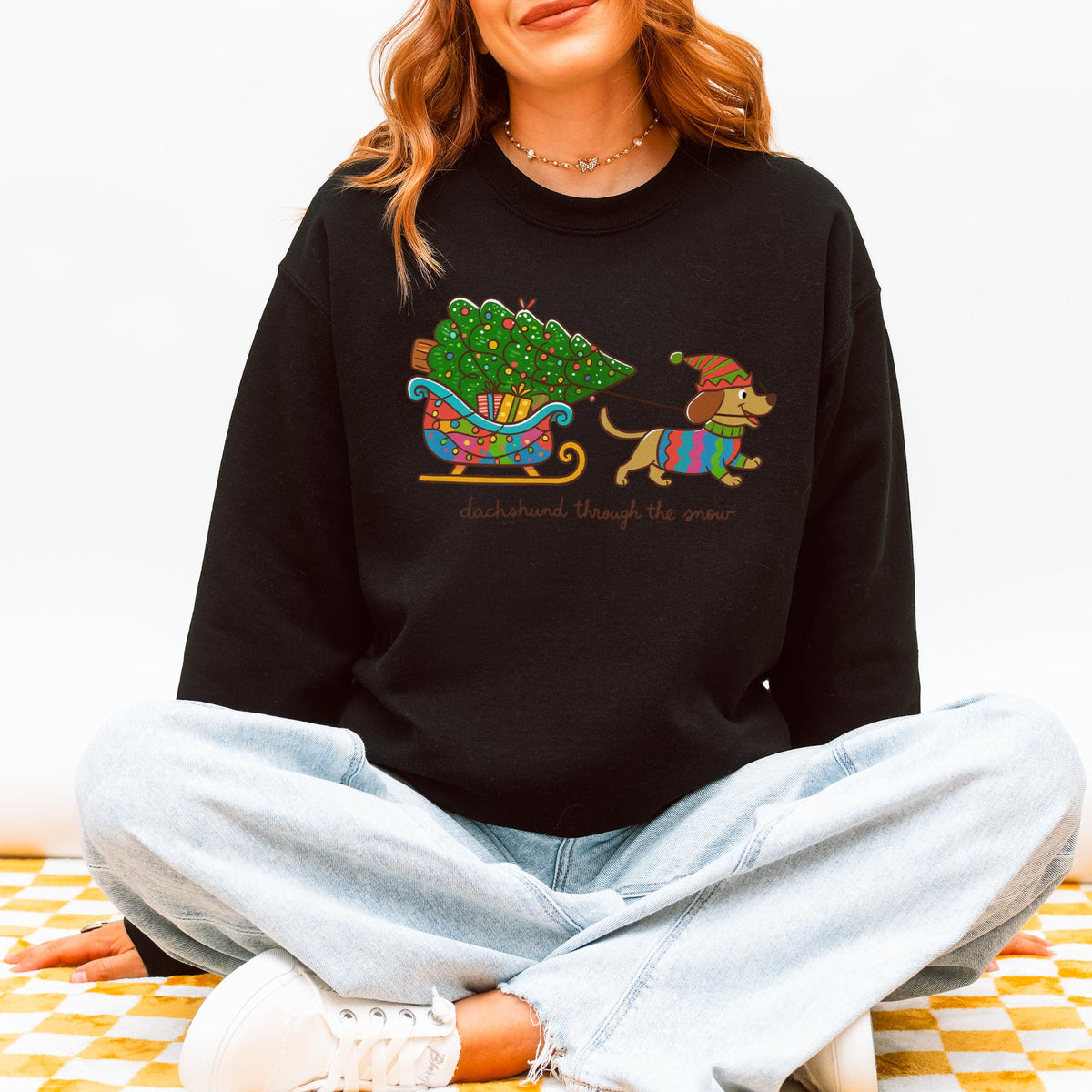 Dachshund Through the Snow Christmas Sweatshirt – Tree Sleigh