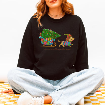 Dachshund Through the Snow Christmas Sweatshirt – Tree Sleigh