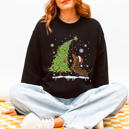 Dachshund Reaching for the Star Christmas Sweatshirt