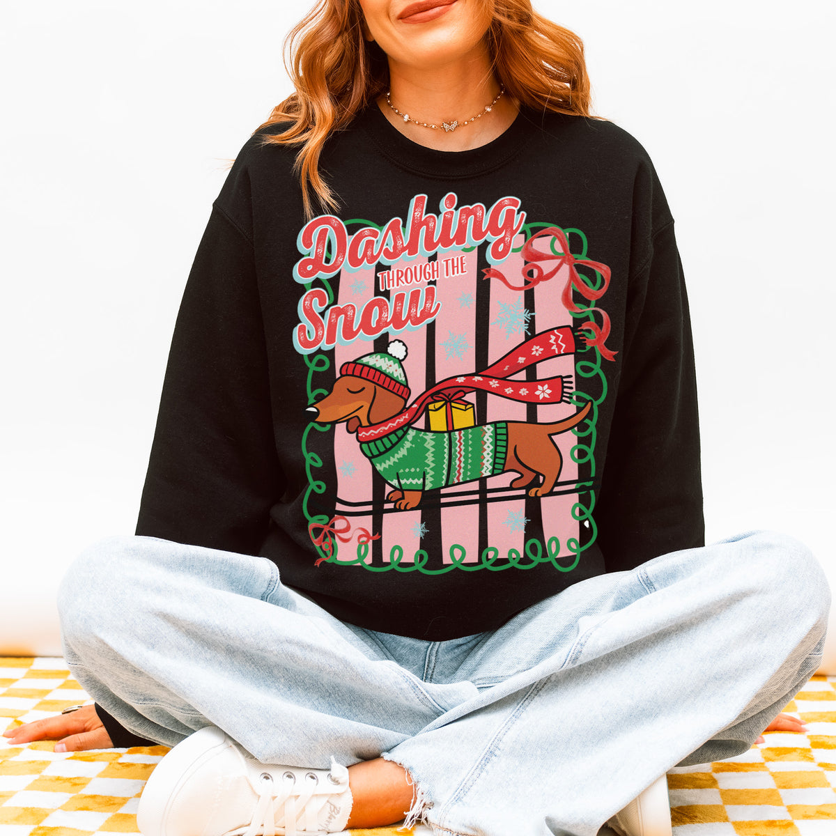 Dashing Through the Snow Dachshund Christmas Sweatshirt