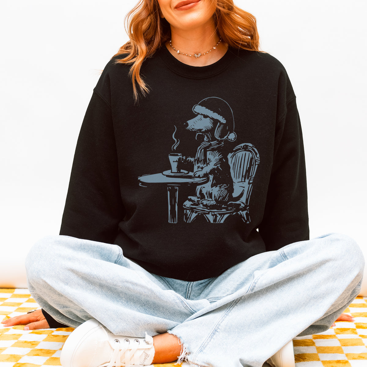 Vintage Dachshund Shirt Funny French Coffee Dog Sweatshirt