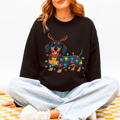 Reindeer Lights Dachshund Christmas Sweatshirt