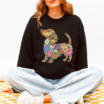 Floral Dachshund Sweatshirt - Cute Dog Mom Gift for Dachshund Lovers