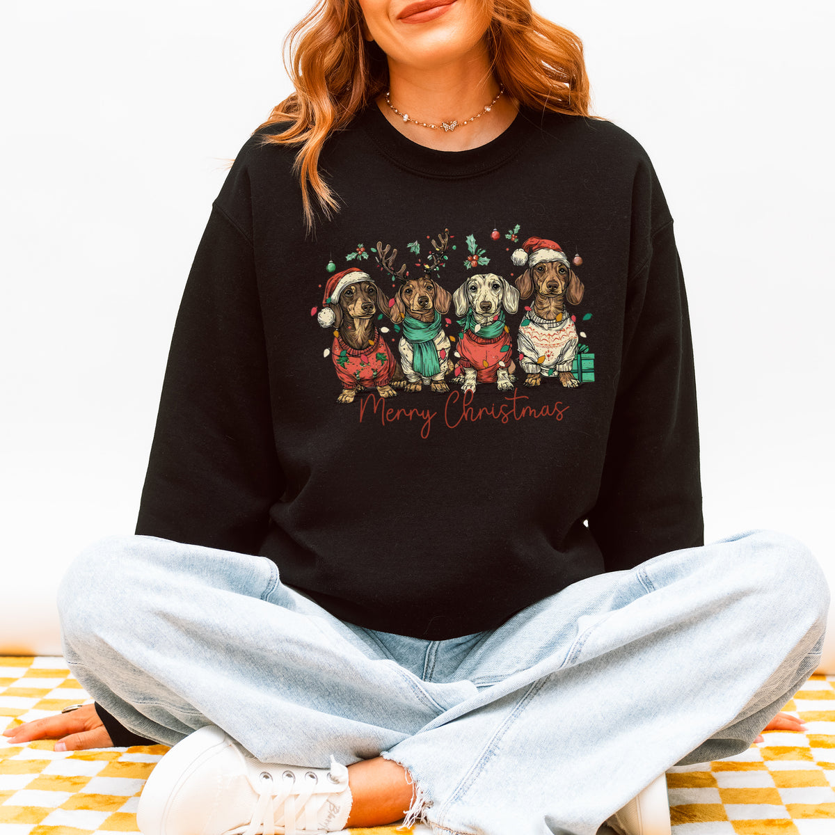Merry Christmas Dachshund Dog Cute Holiday Puppy Sweatshirt