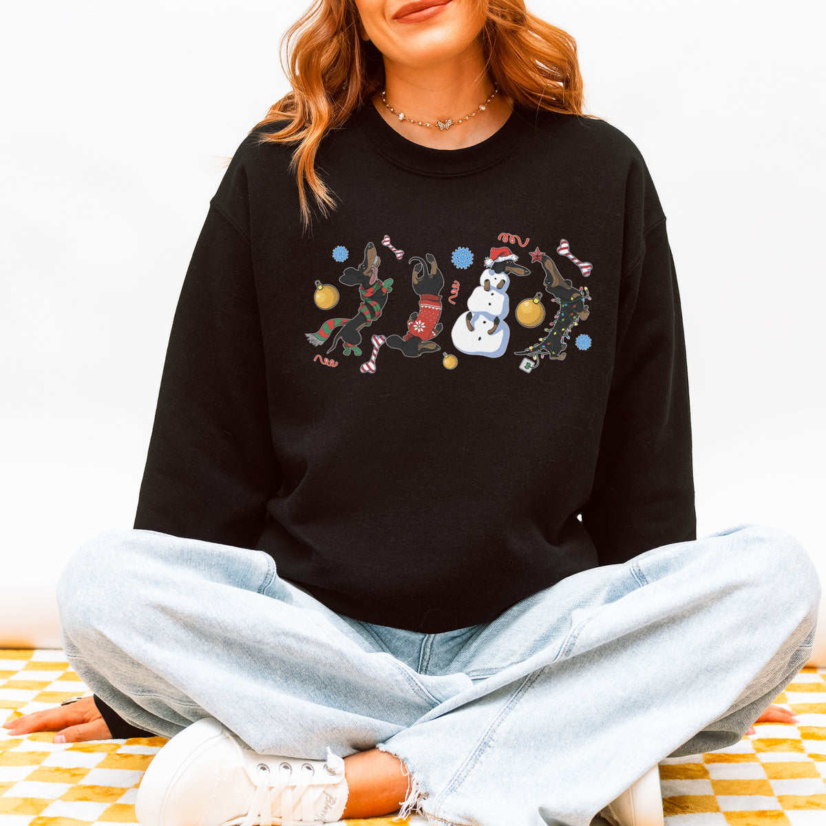 Christmas Dachshund Chaos Sweatshirt – Funny Holiday Wiener Dog