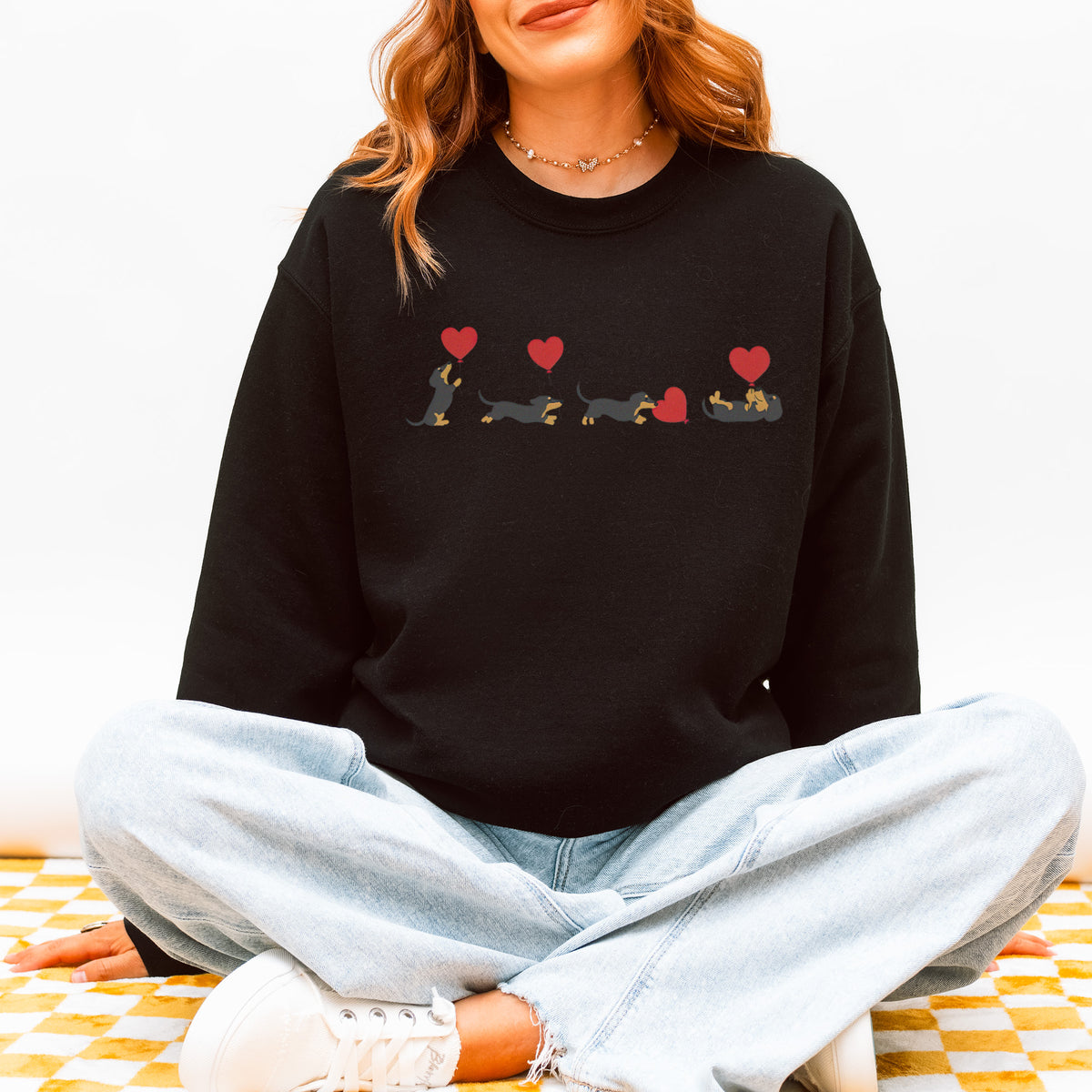 Dachshund With Heart Balloons Sweatshirt