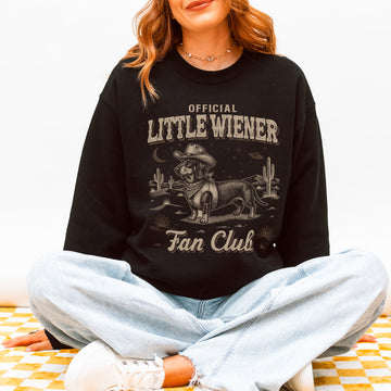 Little Wiener Fan Club Sweatshirt – Funny Dachshund Pullover for Dog Lovers, Vintage Wiener Dog Gift