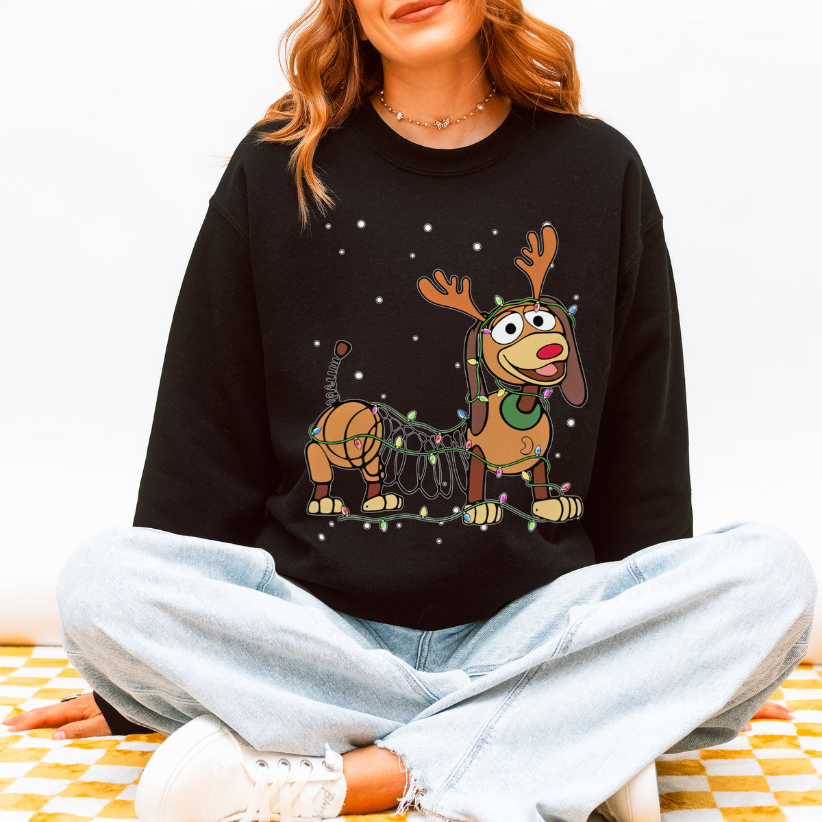 Reindeer Lights Dachshund Christmas Sweatshirt – String Lights Pup