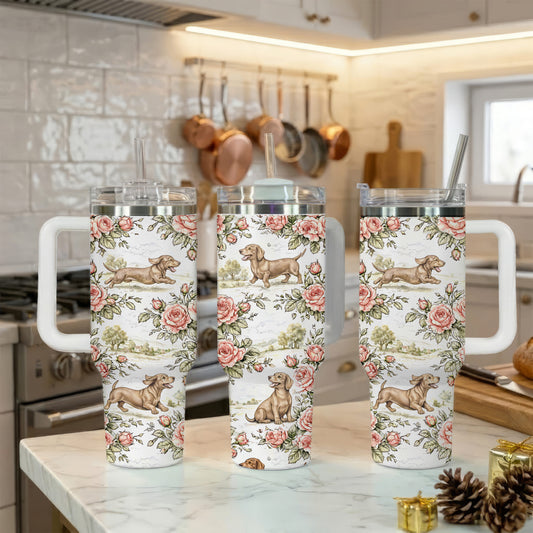 Dachshund Toile de Jouy 40oz Insulated Tumbler Dog Lover Gift
