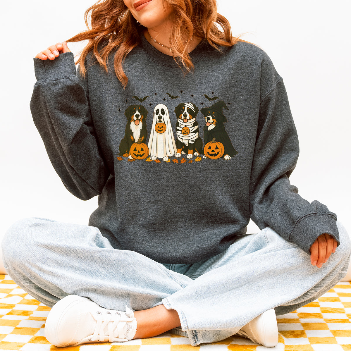 Bernese Mountain Dog Halloween Sweatshirt – Fall Pumpkins Gift
