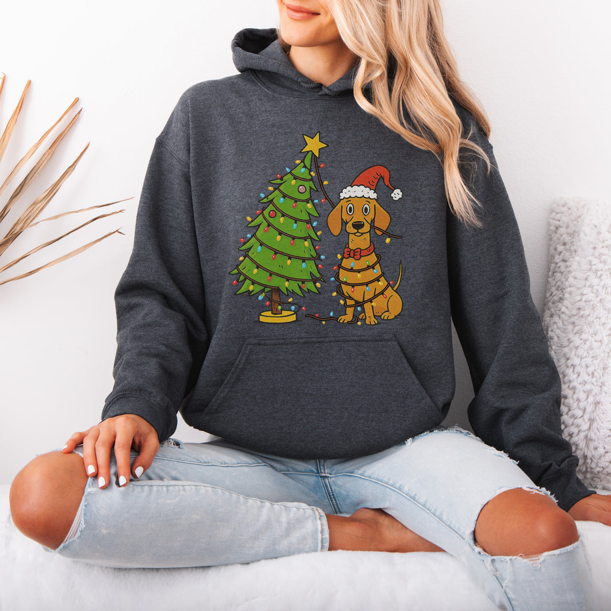 Sausage Dog Christmas Lights Dachshund Hoodie – Holiday Gift