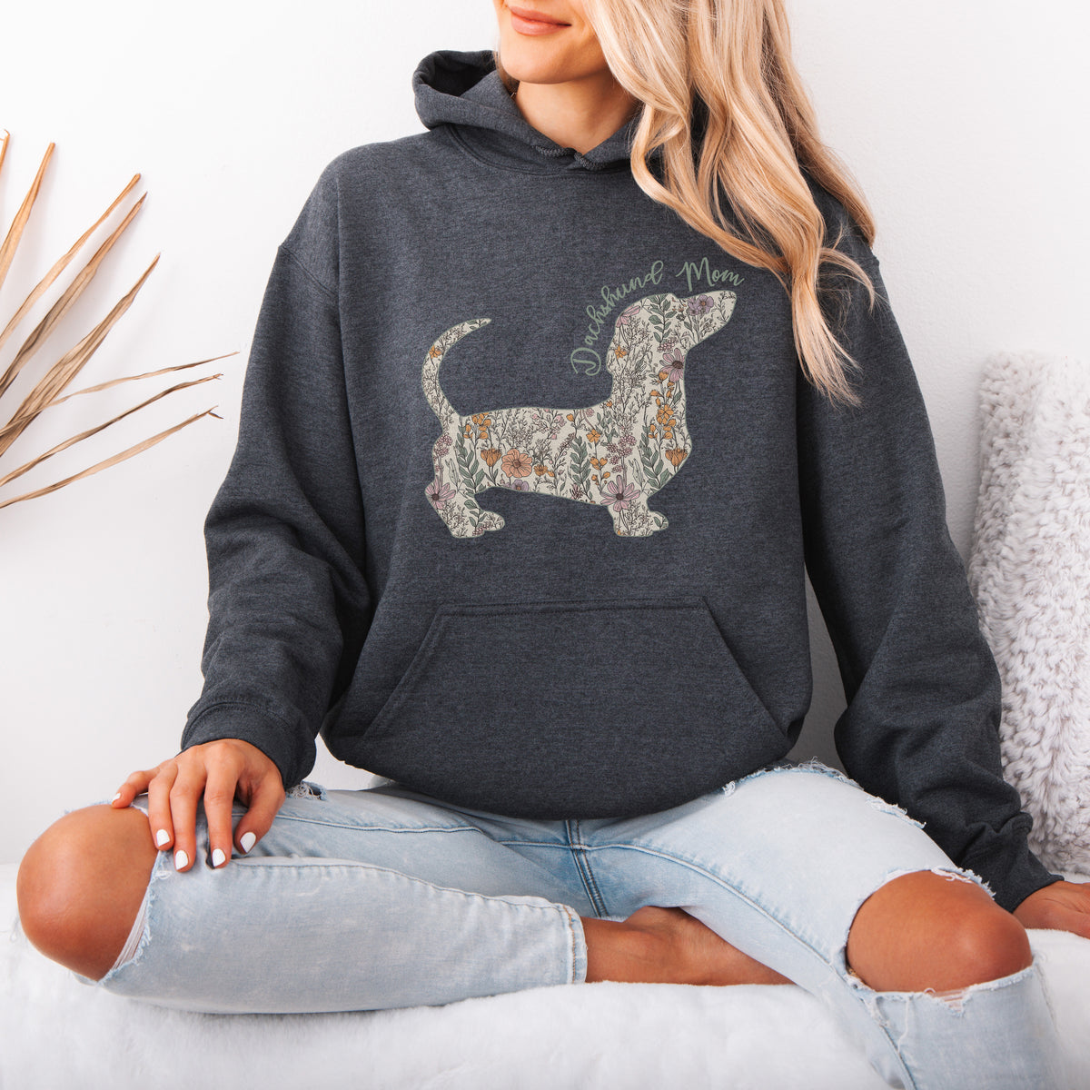 Personalized Dachshund Dog Mama Hoodie – Custom Floral Dog Mom