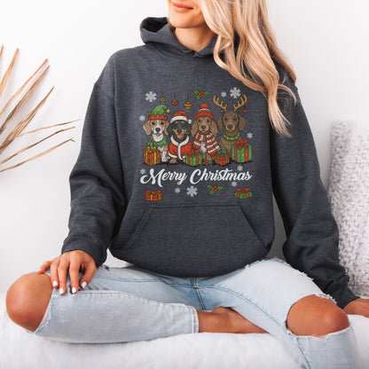 Merry Christmas Dachshund Hoodie – Cute Holiday Puppies Gift