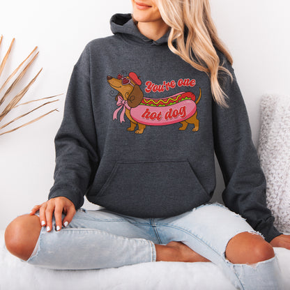 You Are One Hot Dog Dachshund Valentine Hoodie