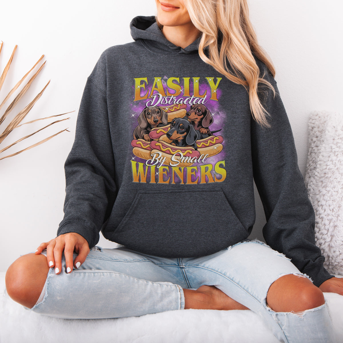 Easily Distracted by Small Wieners Funny Dachshund Hoodie