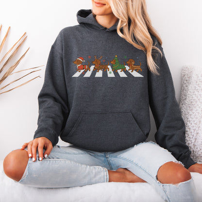 Abbey Road Dachshund Christmas Hoodie
