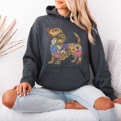 Floral Dachshund Hoodie – Cute Dachshund Lover Gift for Women
