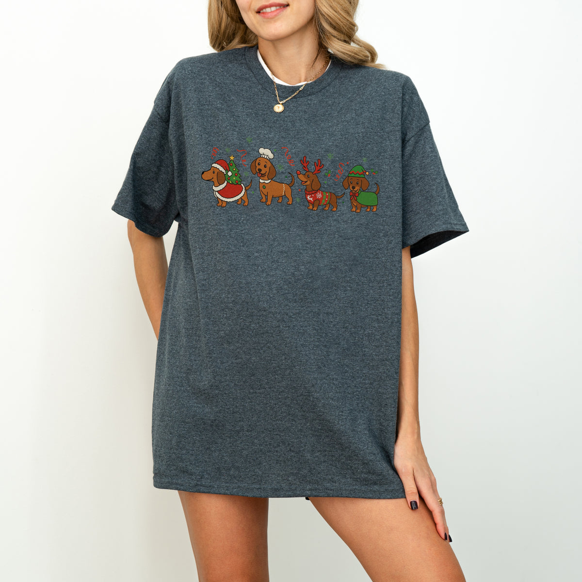 Funny Christmas Dachshund Dog Cute Puppy Holiday Tee