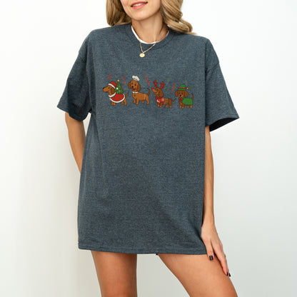 Funny Christmas Dachshund Dog Cute Puppy Holiday Tee
