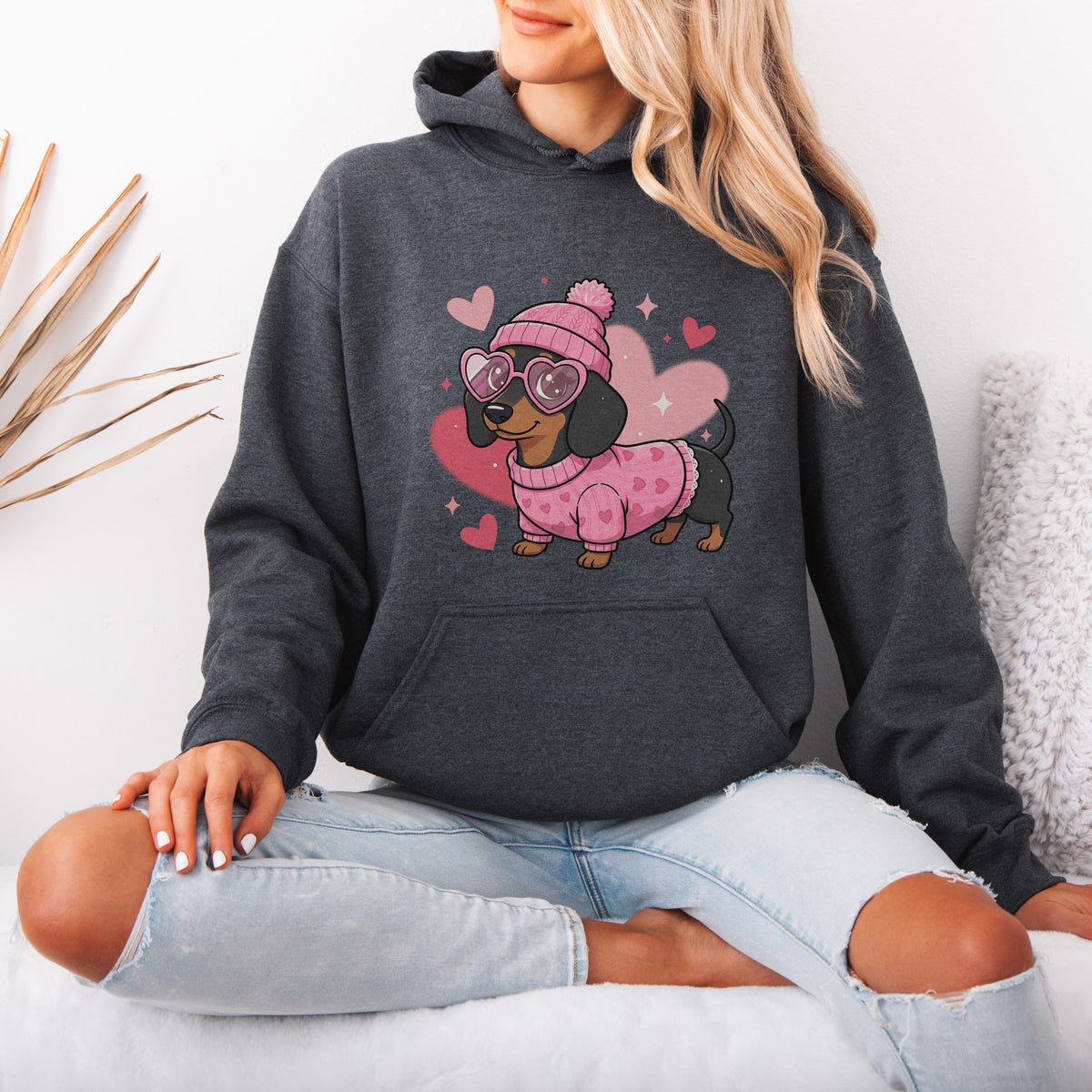 Cute Valentine Dachshund Dog Mom Hoodie
